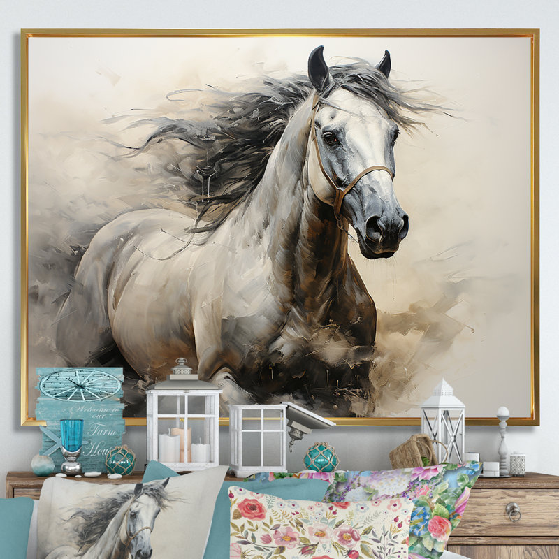 Hooves in Harmony Horse I - cheval, art mural, H 12 po x l 20 po x P 1 po, Cadre flottant doré