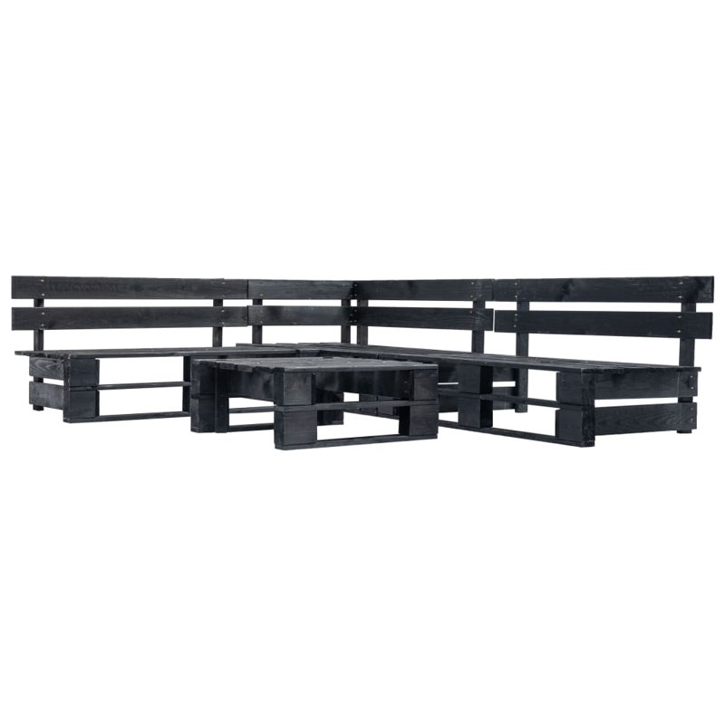 Armaghan Solid Wood 4 - Person Seating Group, Black