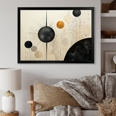 Beige noir Mid Century Minimalist Oasis, reproduction d'art sur toile