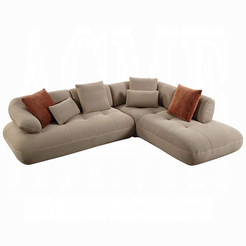 Canapé modulaire Erico, 6 coussins, maille sandwich beige 121 po Erico
