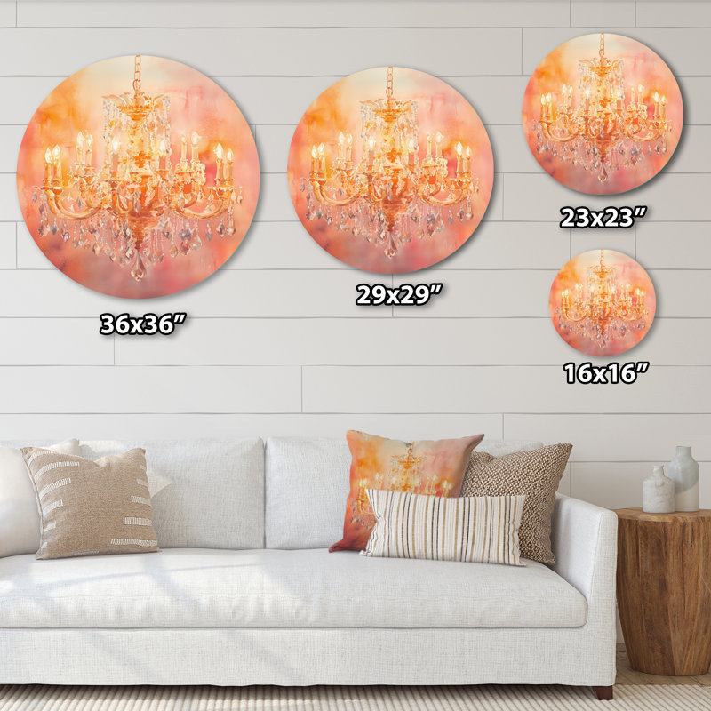 Lustre en cristal étincelant - art mural rond en métal, L 36 po x H 36 po