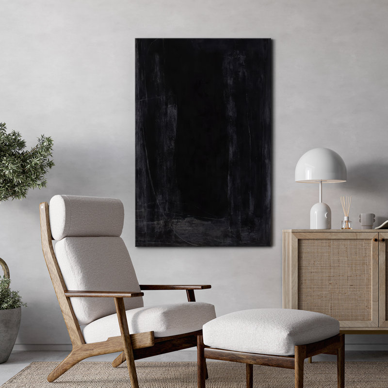 Art mural sur toile foncé foncé - motif minimaliste noir et blanc, impression d'art contemporain pour le salon, la chambre à coucher ou le bureau