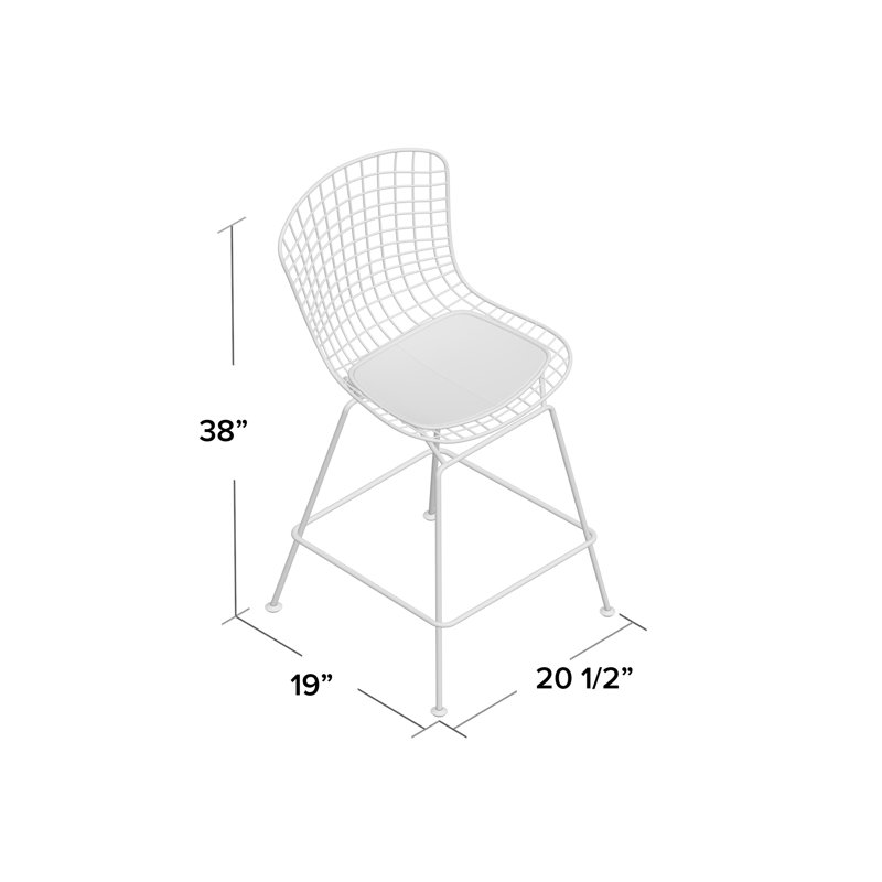 Tabouret de bar et de comptoir Jaaziah, Blanc, Tabouret de comptoir (siège d'une hauteur de 24 p