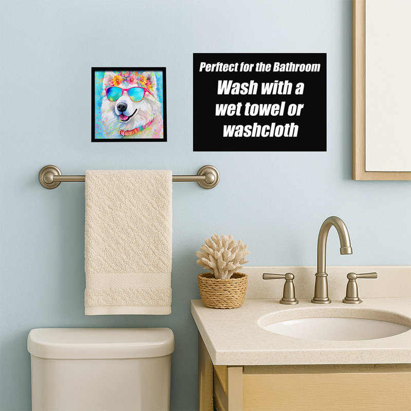 Samoyed Hippie Dawg Framed Metal Print