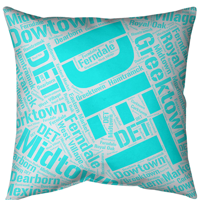 Coussin intérieur/extérieur détroit, Oui, Cyan, H 16 po x l 16 po