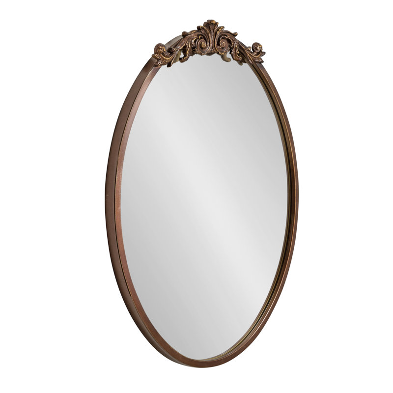 Damiere Metal Oval Mirror, Bronze