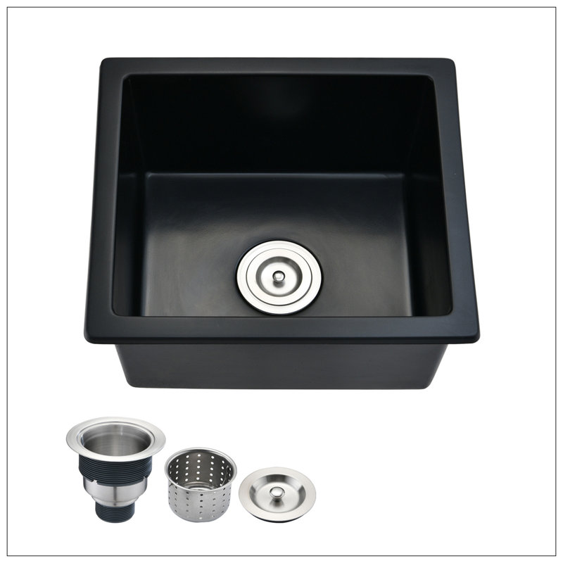 Évier de bar encastrable avec filtre à panier L 18 po x l 16 po Quartz