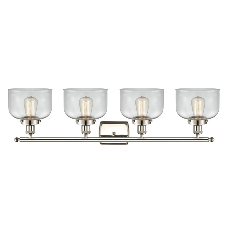 Barre d'éclairage de salle de bain à 4 lumières à intensité variable, Nickel poli