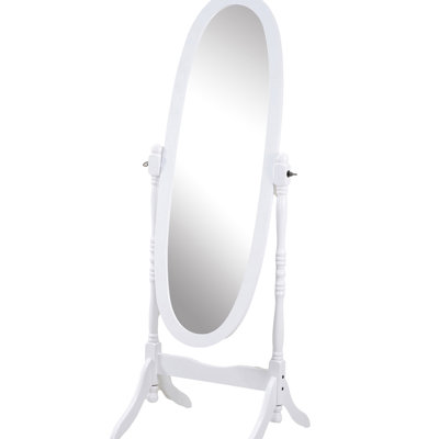 Miroir de plancher traditionnel en bois de style reine Anna, finition blanche