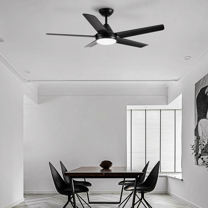 Ventilateur de plafond 48 po avec télécommande moderne 48 po, Noir, Noir