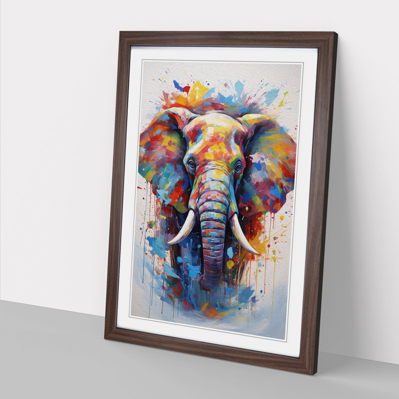 Elephant - Framed Print, Walnut Framed, 46cm H x 34cm W