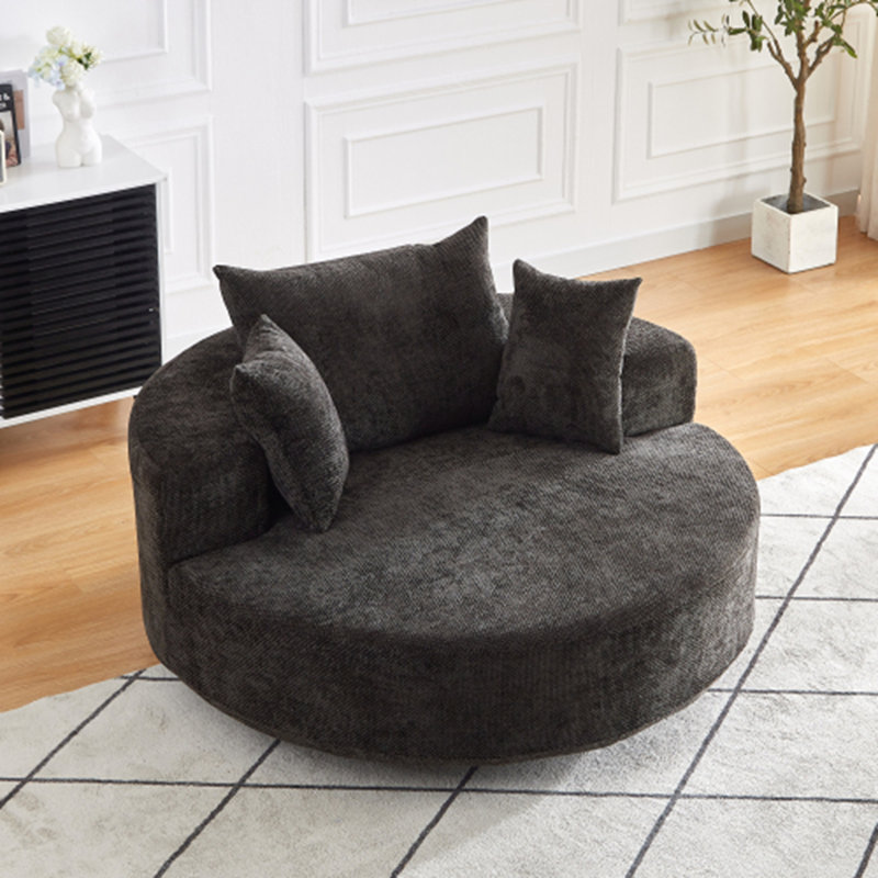 Chaise pivotante 55 po en chenille simple L, Noir