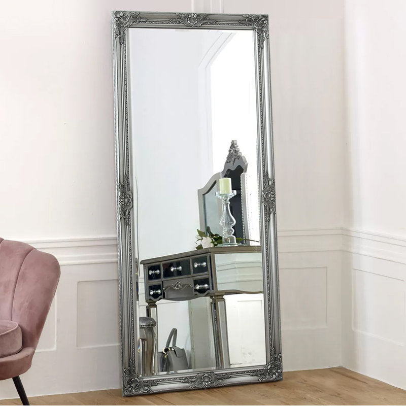Brackenbury Solid Wood Rectangle Mirror, Antique Silver