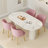 Lexly Pedestal Modern Cream Color Dining Table, Roman Column-523907872