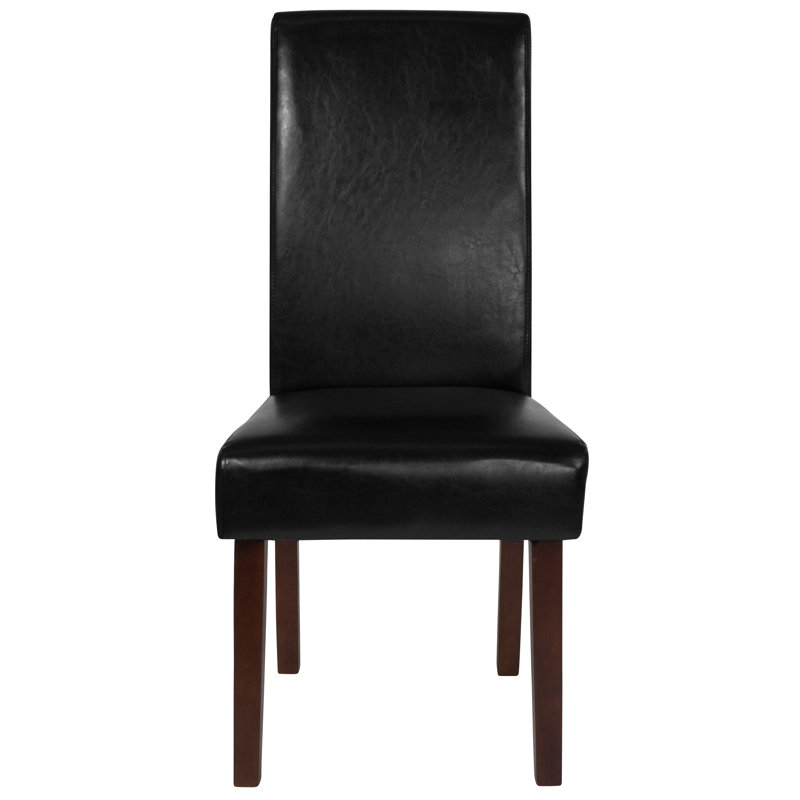 Arruda Upholstered Parsons Chairs-Panel Stitching, Black, 1
