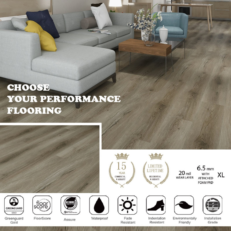 Urban 9 In. X 60 In. 20Mil 6.5Mm Waterproof Rigid Core Luxury Vinyl Plank Flooring, Natural