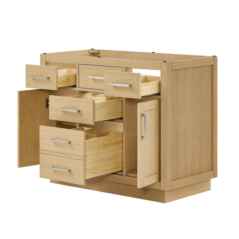 Base de meuble-lavabo simple autoportant de 41 po Beckett, Chêne gouffre, Or brossé