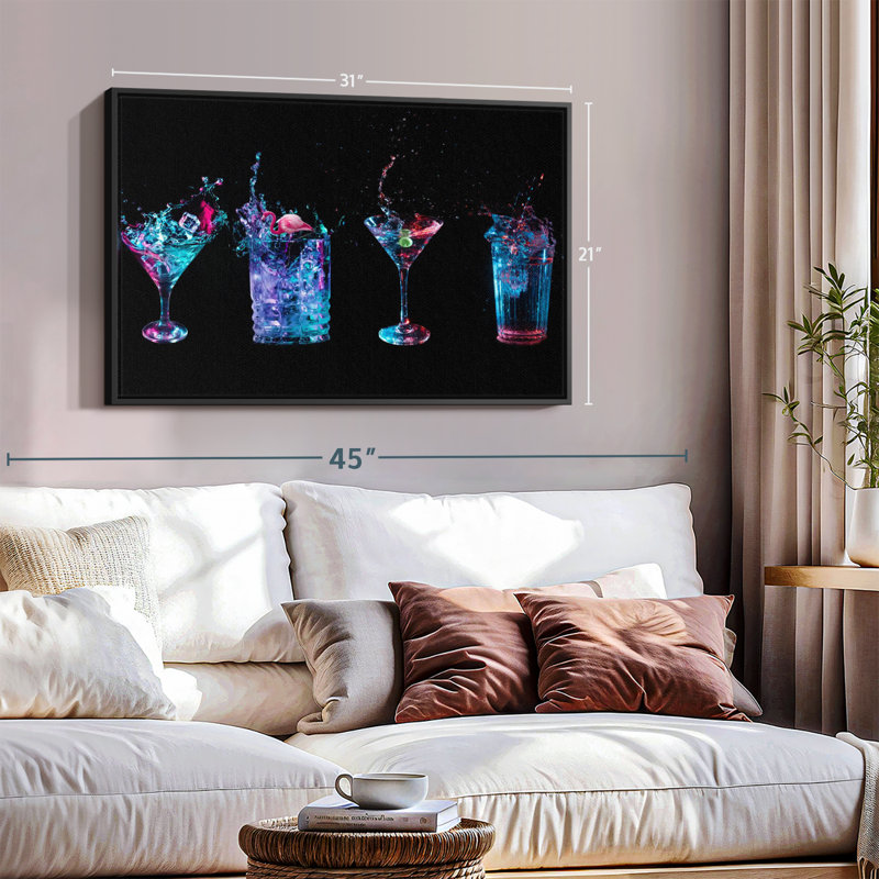 " Cocktail Splashes Canvas Print ", 21" H x 31" W