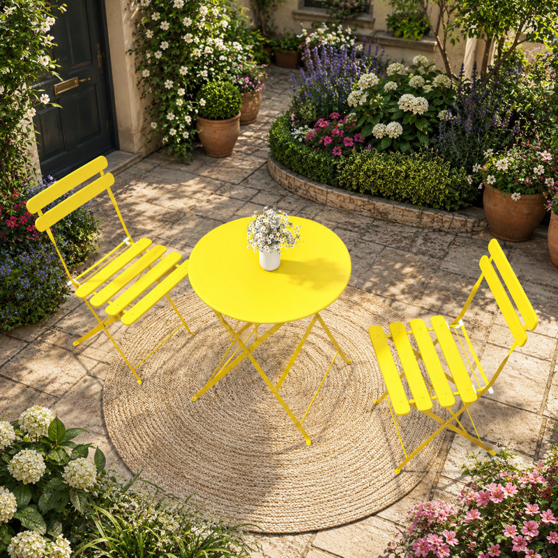 Ensemble bistro pour 2 personnes avec table et 2 chaises, Yellow