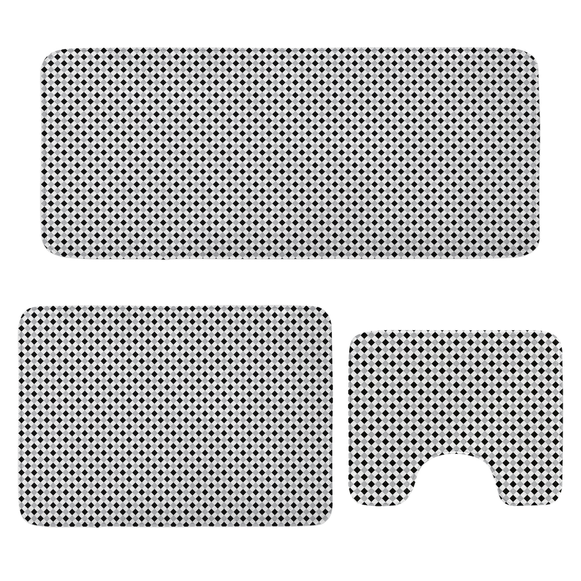 Dakota Fields Black and Grey Bathroom Rug Set 3 Pieces U-Shape ...