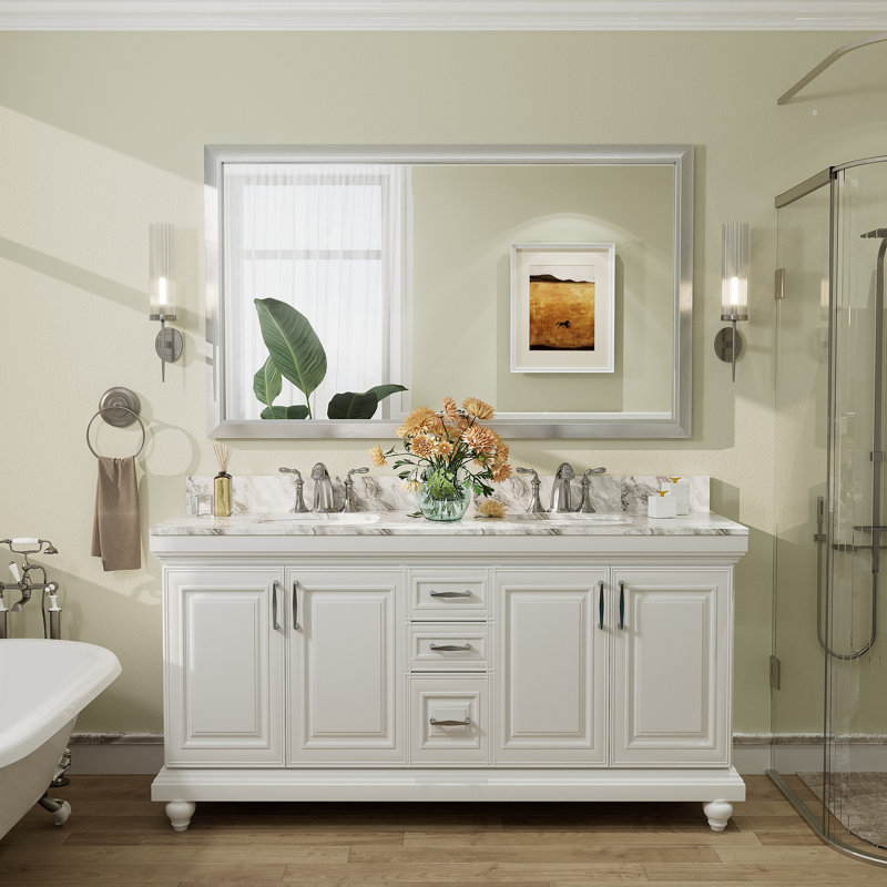 Miroir mural Amara, 60 po x 36 po, Argent brossé