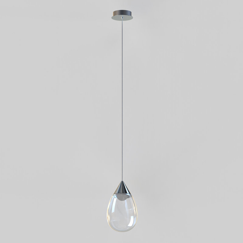 Alheidis 1 - Light LED Teardrop Pendant, Polished Chrome, Clear