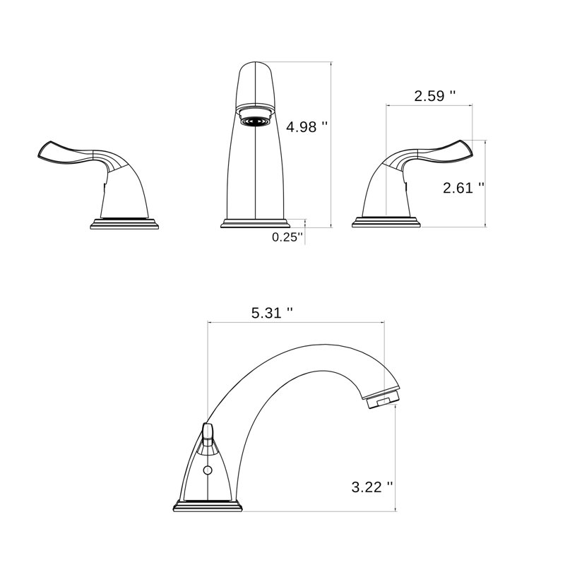 Robinet de salle de bain à large entraxe avec bonde, Nickel brossé