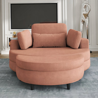 Canapé confortable en velours côtelé avec deux coussins décoratifs et un coussin de taille, pour la vie en petit appartement et la détente
