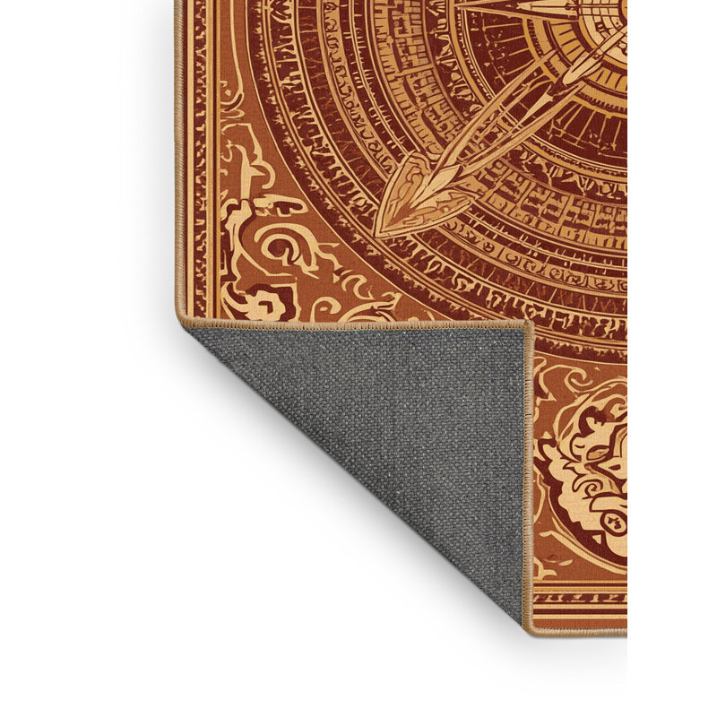 Soft Plush Cadwall Astrolabe Traditional Oriental Area Rug in Brown – LightBrown Binding, 8x12