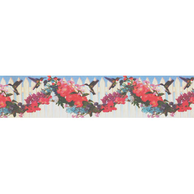 Peel and Stick Self Adhesive Floral Wallpaper Border Flowers Birds 15 ft by 5 in -  CONCORD WALLCOVERINGS â¢, 2489