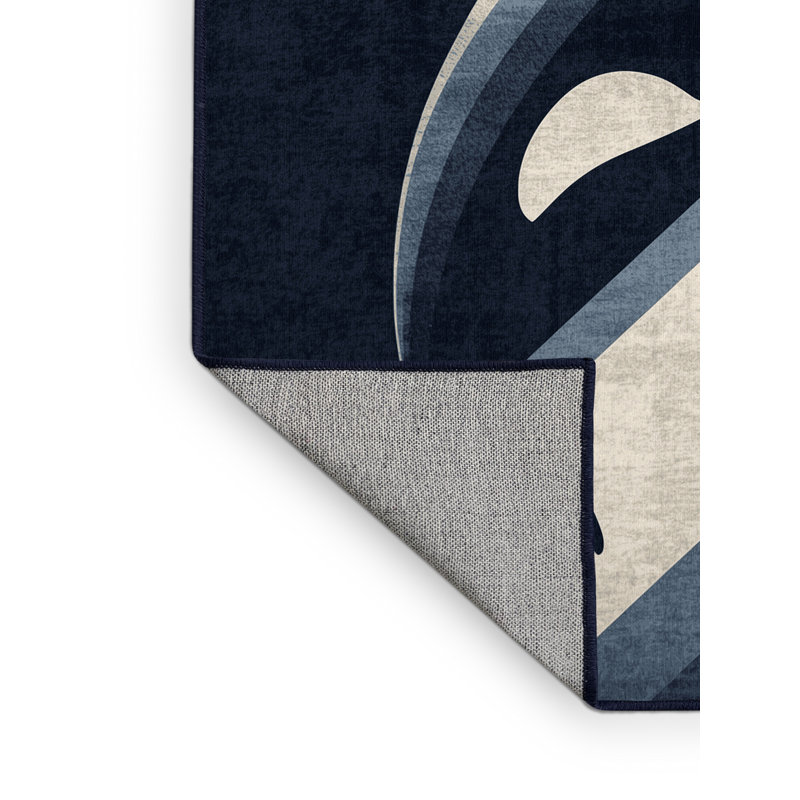 Machine Washable Osckar Orca Modern & Contemporary Ombre Rug in Gray – Navy Binding, 5x7