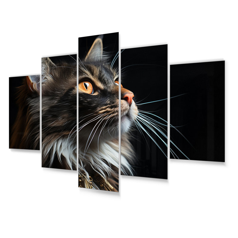 Ensemble de 5 décorations murales Portrait de chat I