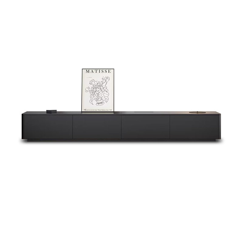 Meuble télé moderne en bois manufacturé noir, Noir