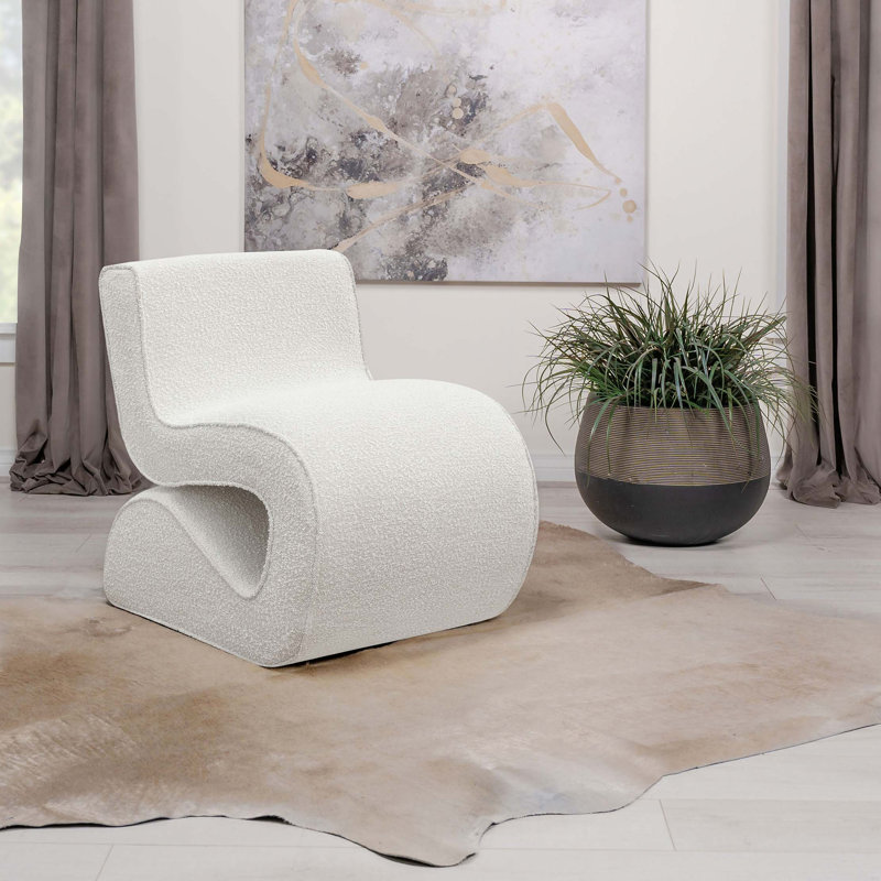 Chaise courbée sans accoudoirs Boucle, Crème, crème