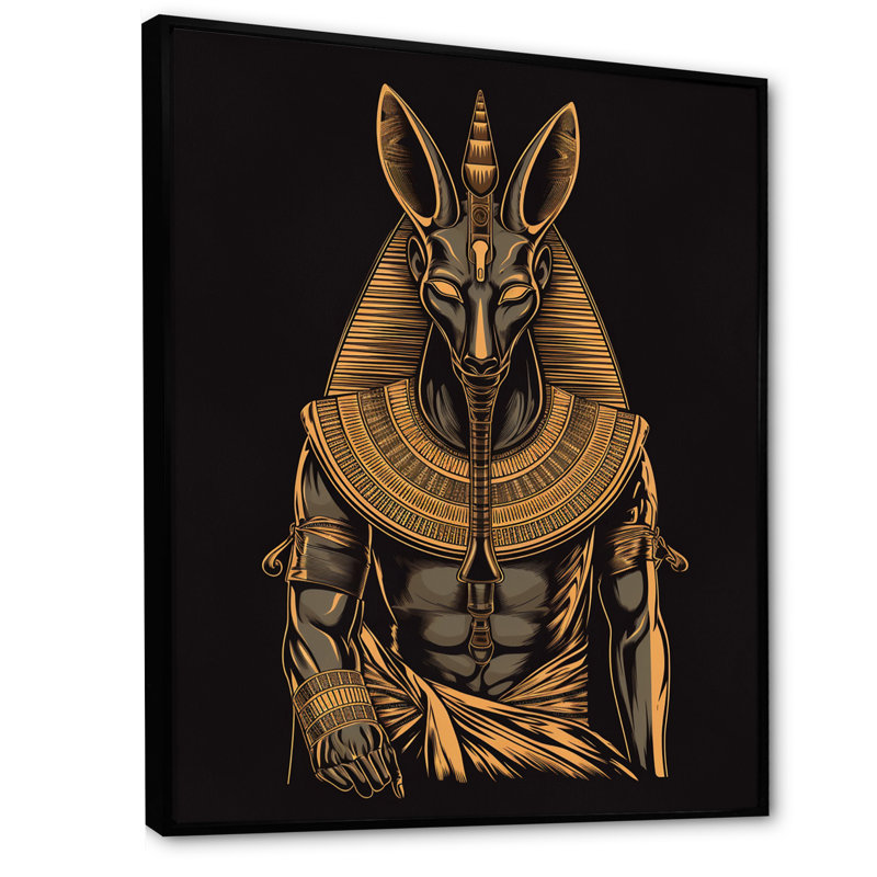 "Graphic Anubis Ancien Egyptien, Jackal God I", reproduction sur toile, H 32 po x l 16 po x P 1 po, Cadre flottant noir