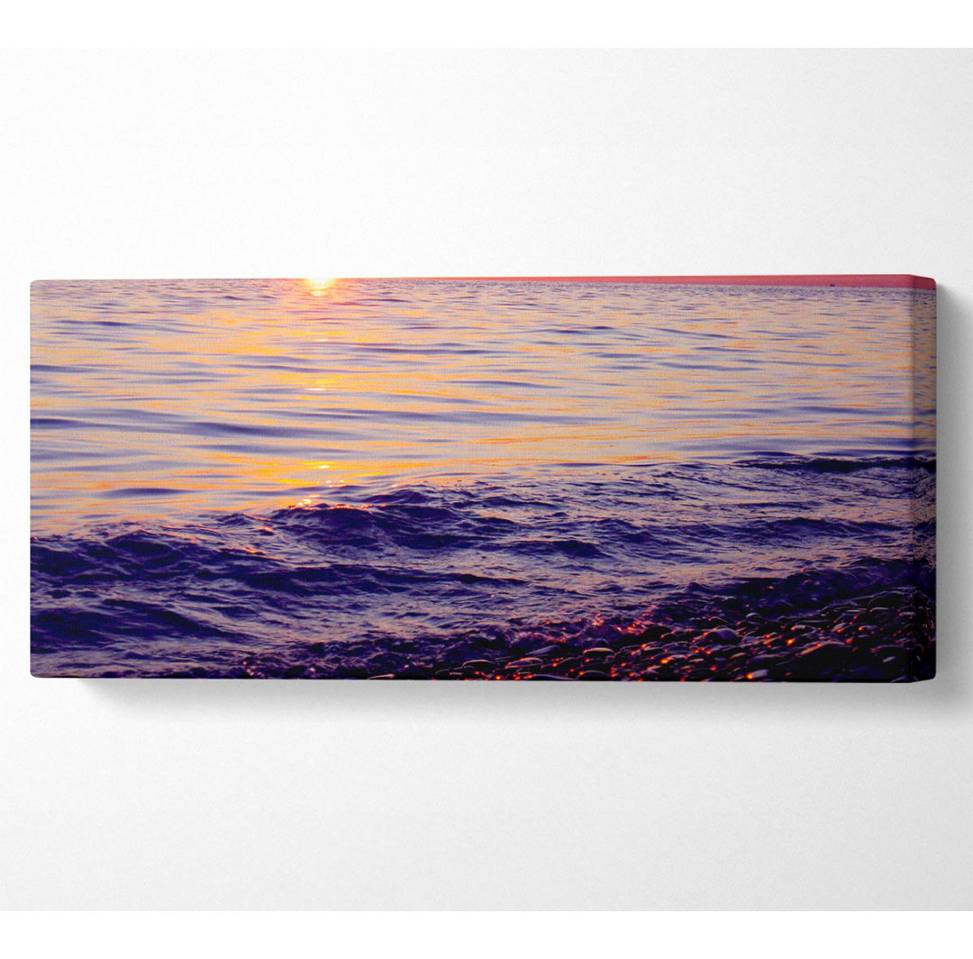 Orange Sunset Ocean Glisten - Kunstdrucke auf Segeltuch