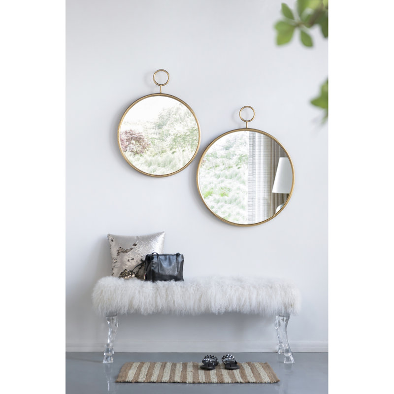 Miroir mural 22 po x 28 po avec cadre en fer doré - salon, vestibule, bureau, reflet transparent, pièce décorative en cristal