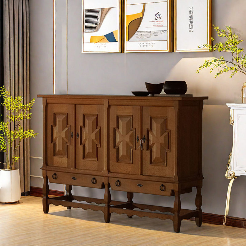 Armoire d'appoint à quatre portes en bois massif