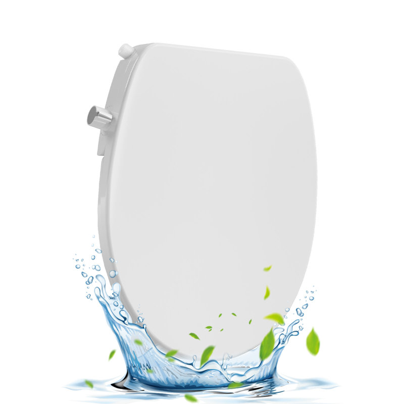 Siège de toilette de bidet rond commercial non électrique - deux buses autonettoyantes, pression d'eau réglable, couvercle à fermeture en douceur, installation facile, blanc - rond 622, blanc