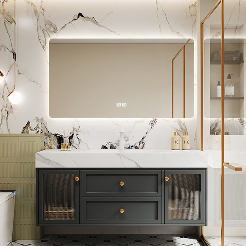 Nordic style fashion simple bathroom cabinet, Dark Gray, 21.7" H x 47.2" W x 21.7" D