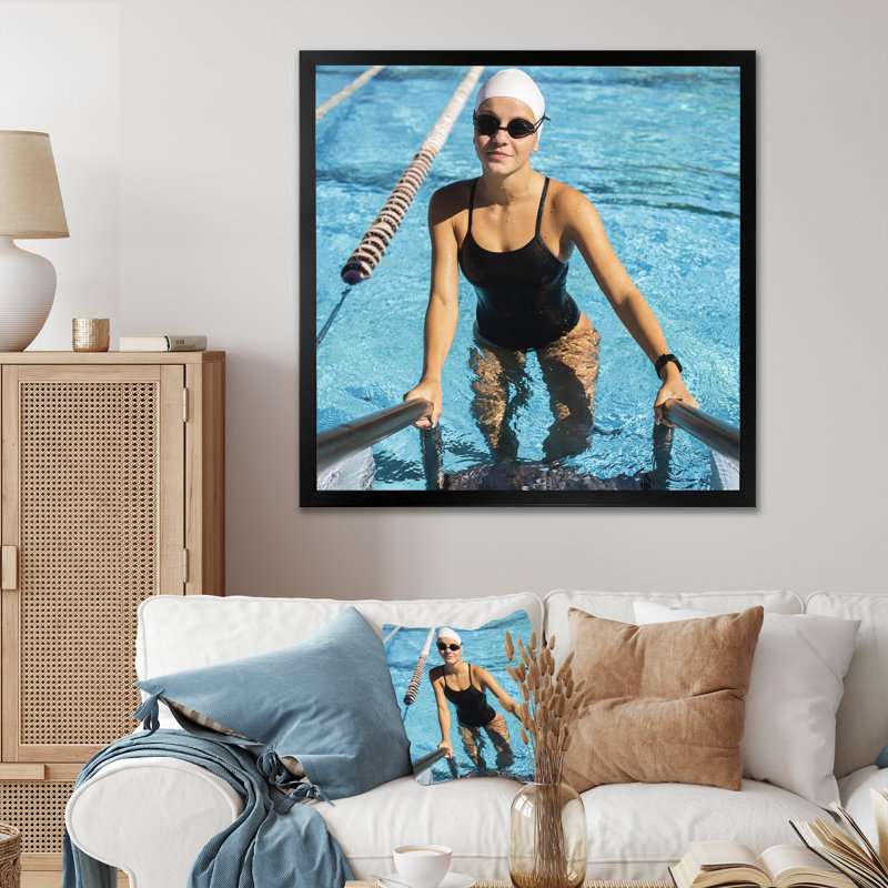 Photo photo d'athlète nageant sur toile, Cadre photo noir, H 30 po x l 30 po x P 1 po