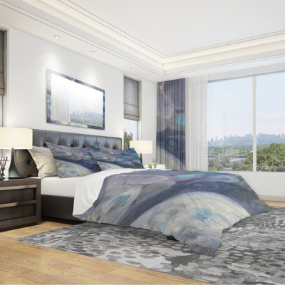 Ensemble de housse de couette moderne et contemporaine en microfibre bleue