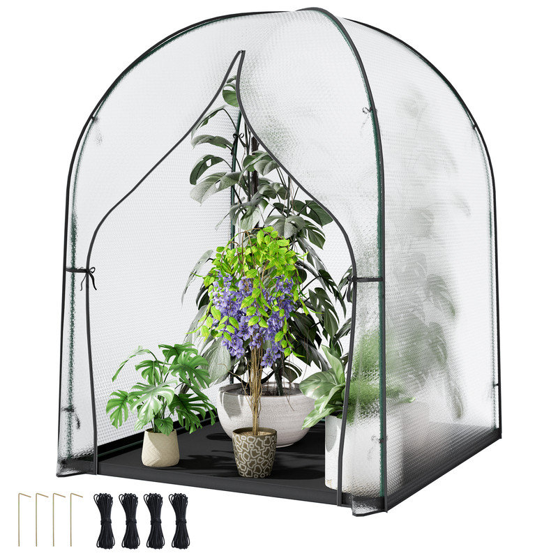 Portable Walk-In Greenhouse For Outdoors, With Durable Bubble Film Cover And Zippered Door, 71" H x 47.2" W x 47.2" D