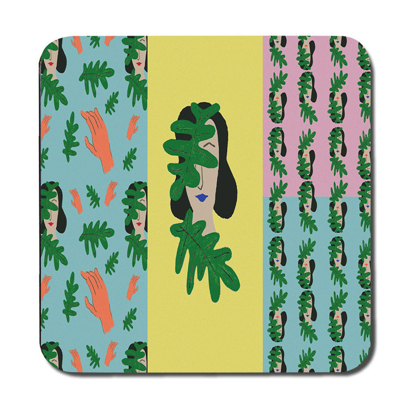 Tropical Leaf Pattern Placemat And Coaster Set For Table