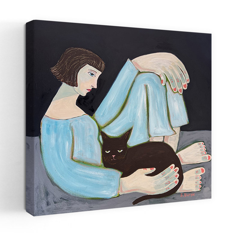 Art contemporain, portrait de chat contemporain, H 24 po x l 24 po
