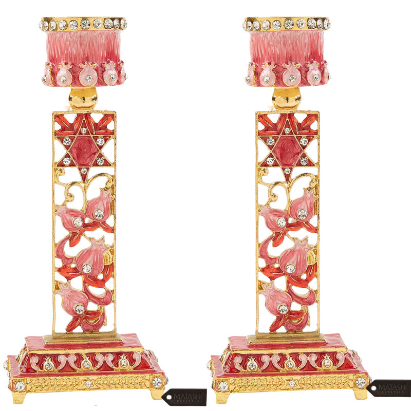 5.9'' H Pewter Tabletop Candlestick, Red