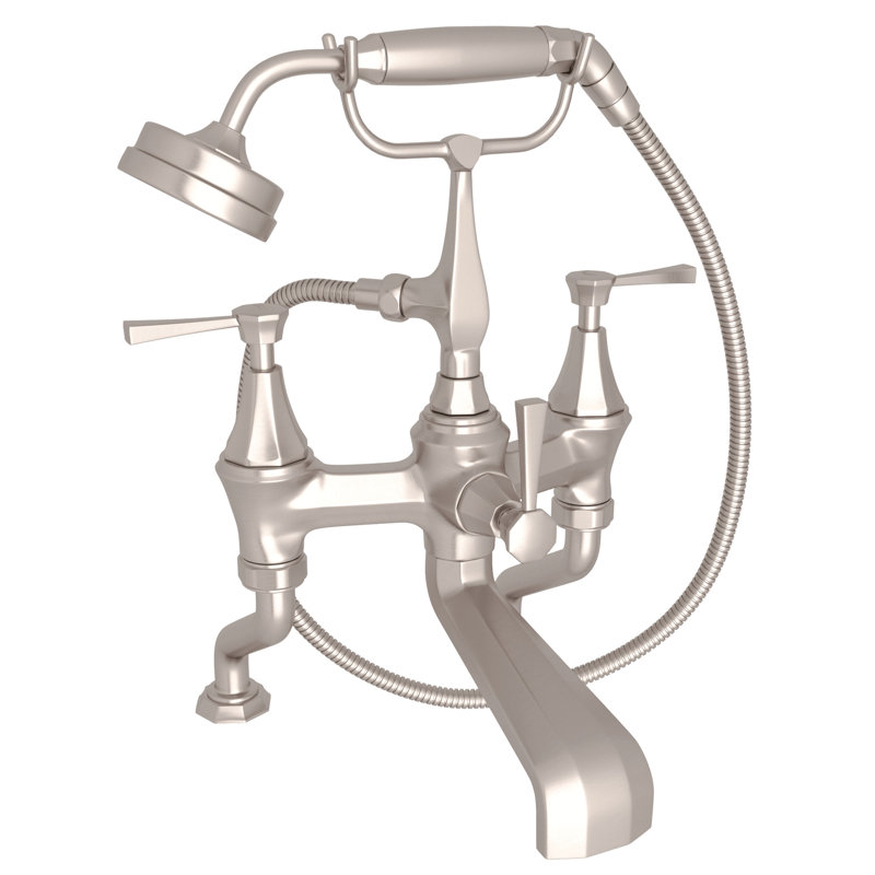 Deco Exposed Deck Mount Tub Filler, Satin Nickel, Lever Handle