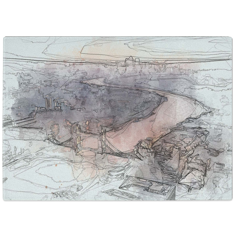 Tempered Glass Sunrise over London Chopping Board, 28.5 cm W x 20 cm L