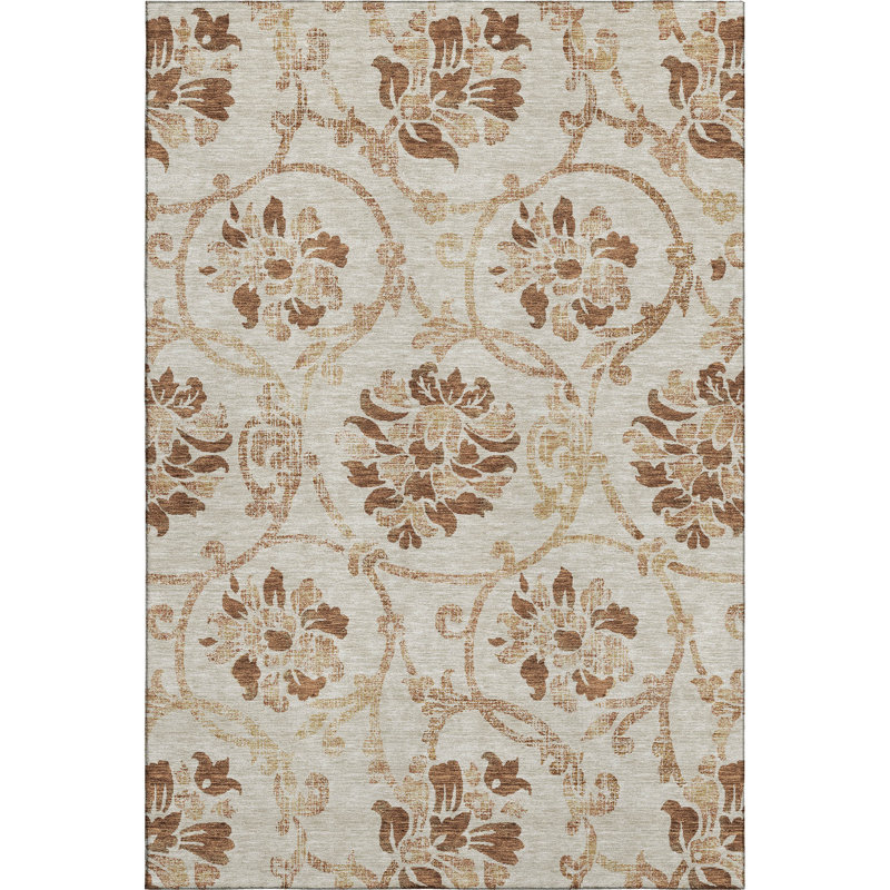 Premium Machine Washable Prisco Terracotta Rug, Rectangle 2'6" x 3'10"
