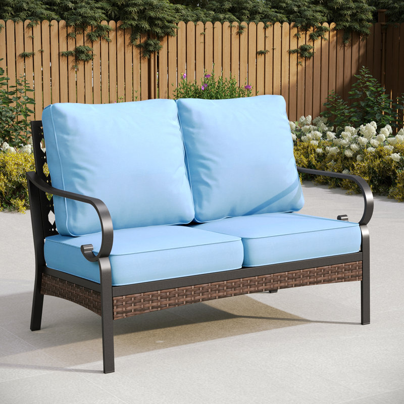 51'' Outdoor Loveseat With Cushions, Blue